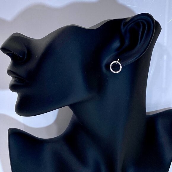 Sterling Silver Cubic Zirconia Circle Stud Earrings - Picture 3 of 10